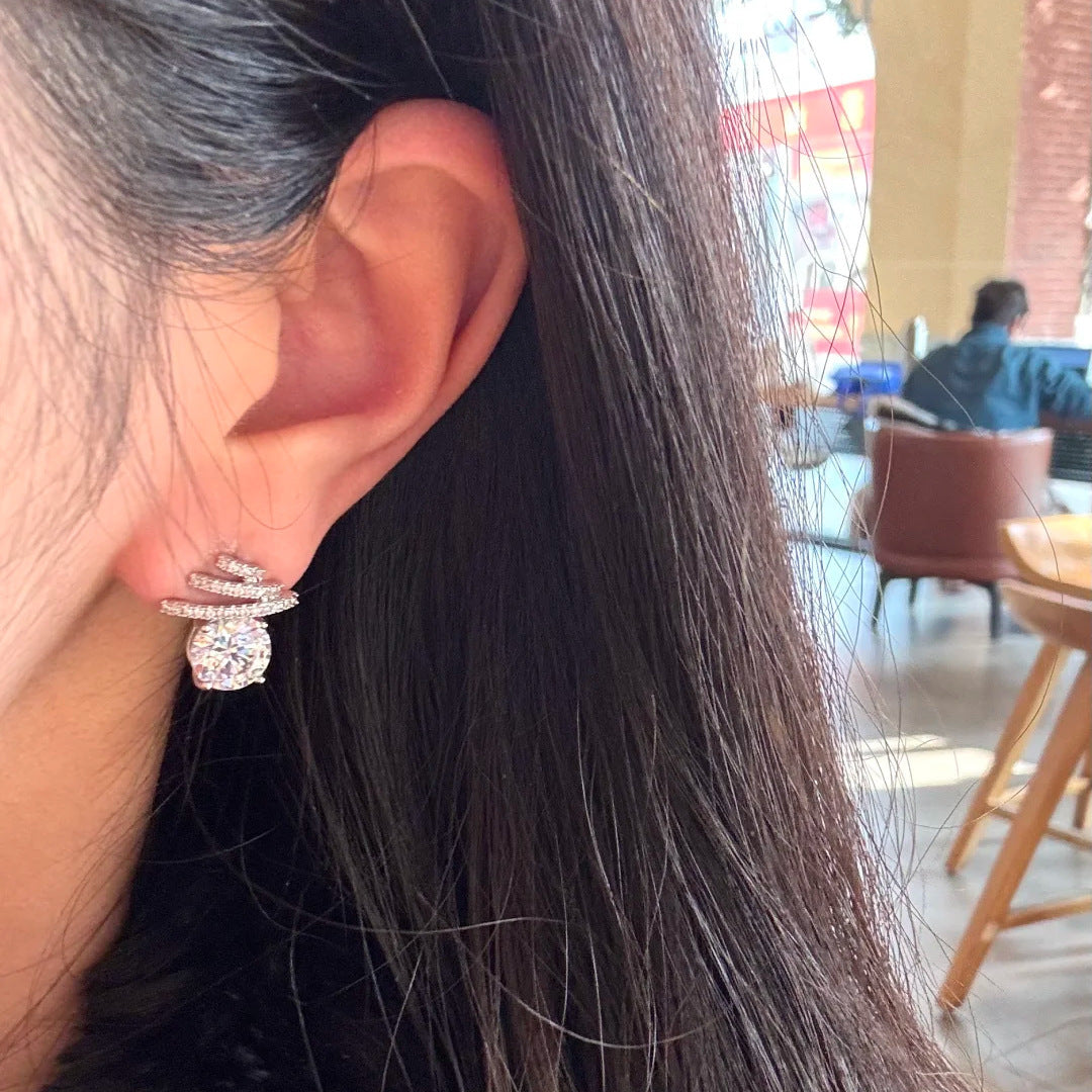 Luxe Earrings Studded With 2-carat Zirconia Stones For Women