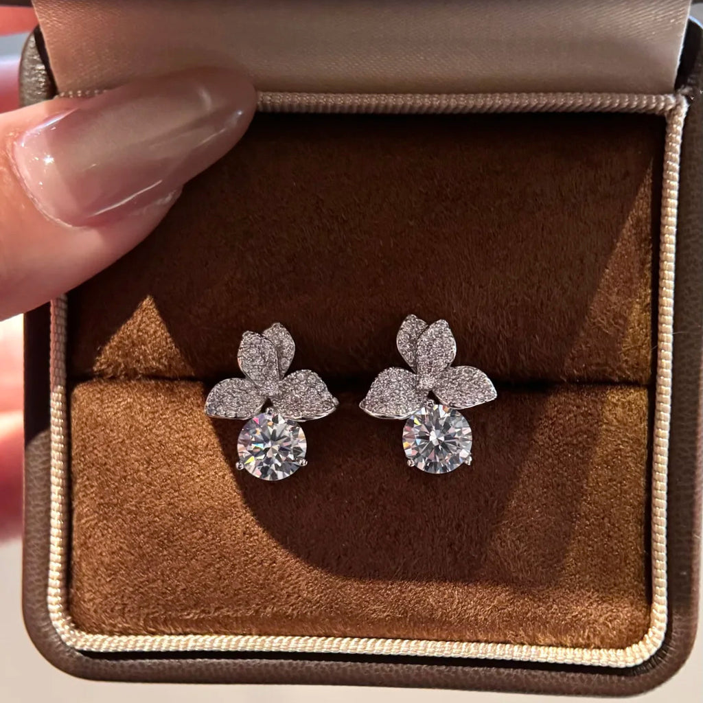 Luxe Earrings Studded With 2-carat Zirconia Stones For Women