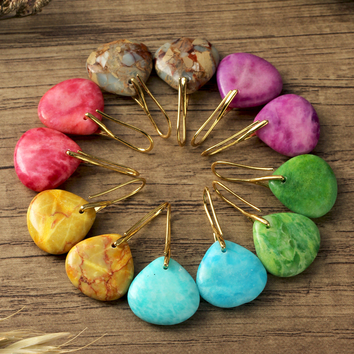 Women's Natural Stone Teardrop Earrings