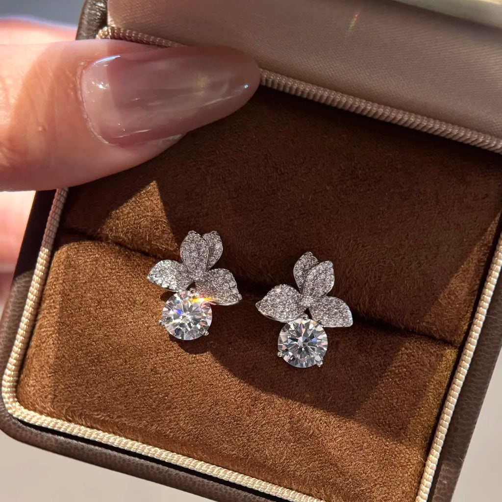 Luxe Earrings Studded With 2-carat Zirconia Stones For Women