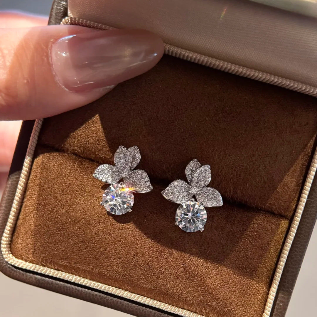 Luxe Earrings Studded With 2-carat Zirconia Stones For Women