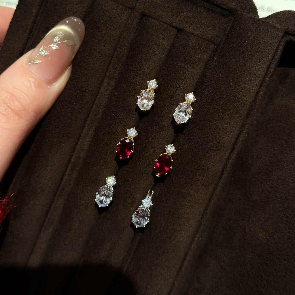 New Year Red Pigeon-Egg Ruby Earrings