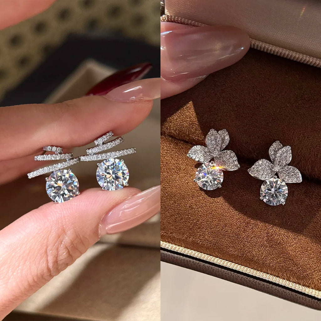 Luxe Earrings Studded With 2-carat Zirconia Stones For Women