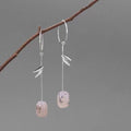 New Chinese-style Bamboo Leaf Agate Long Earrings