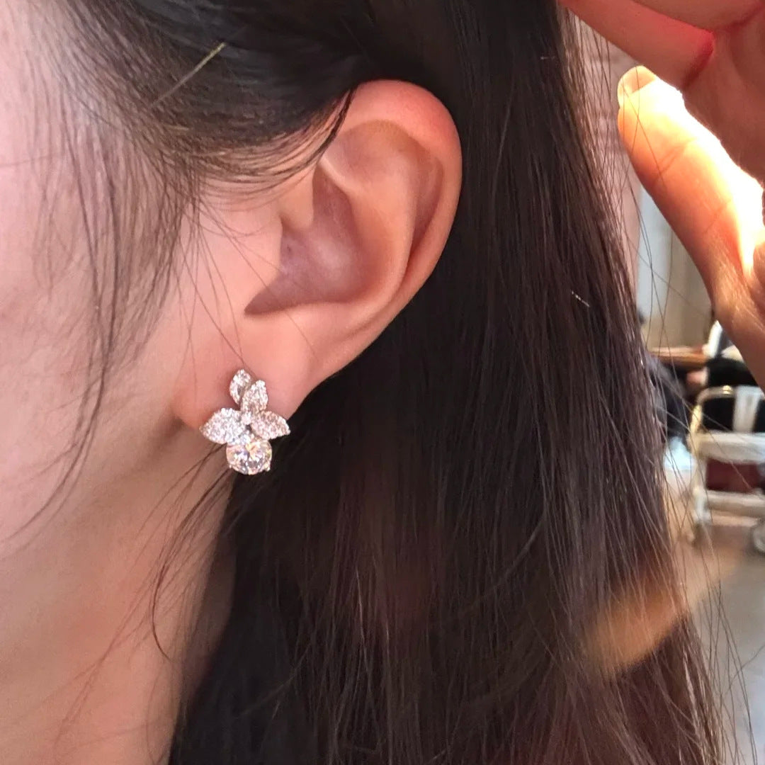 Luxe Earrings Studded With 2-carat Zirconia Stones For Women