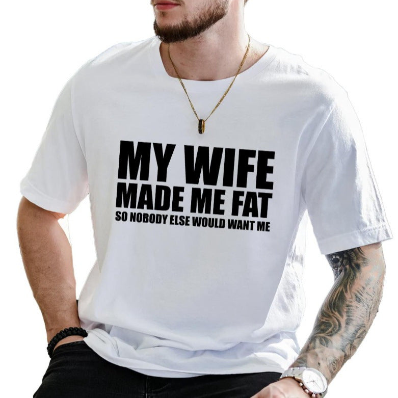 Men's Creative English Letter Print T-Shirt