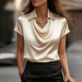 Elegant Minimalist Boat-neckline Shirt For Women