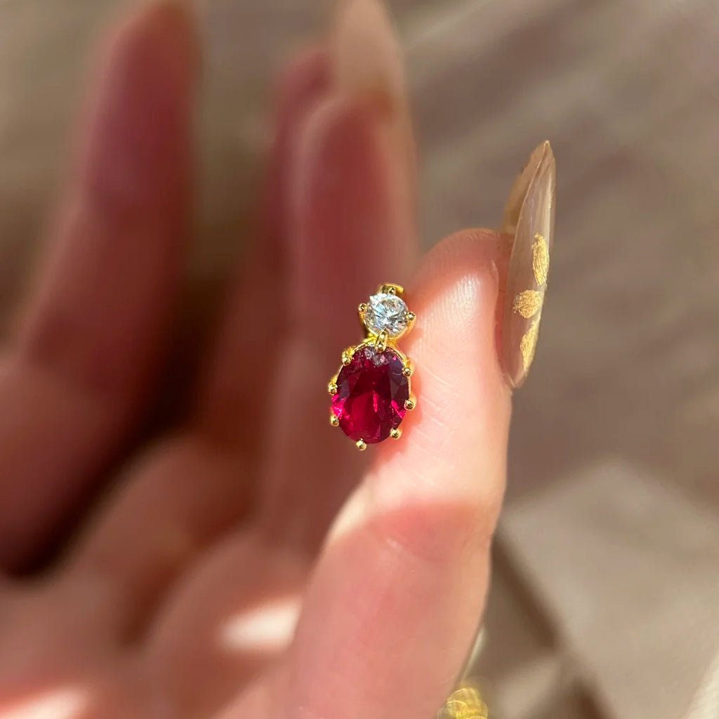 New Year Red Pigeon-Egg Ruby Earrings