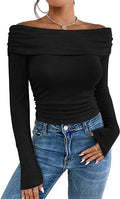 Womens Off-shoulder Figure-hugging Long-sleeve Slip Dress With A Boat Neckline
