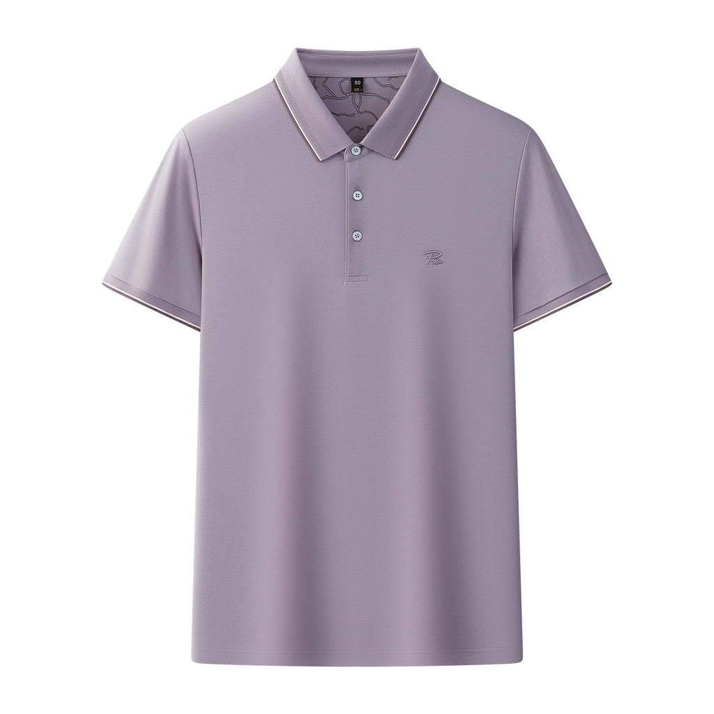 Men's Short-sleeve Lapel Solid-color Top